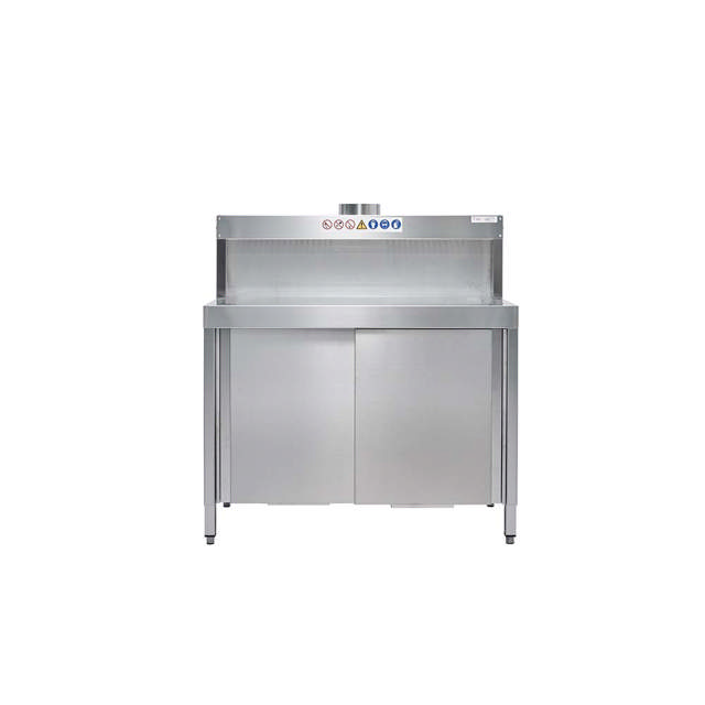 Table de travail en acier inoxydable avec hotte pour extraction