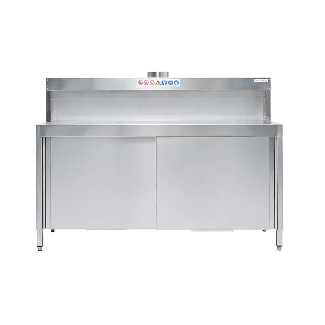 Table de travail en acier inoxydable avec hotte pour extraction